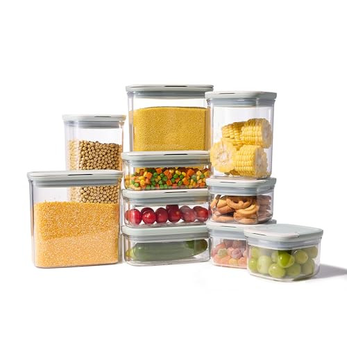 20-Piece Carote Easy-Open Airtight Leakproof Food Storage Containers w/ Lids (Sage Green/Grey)