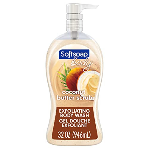 Softsoap Body Wash Pump, Coconut Butter Scrub, 6-Pack 32 Ounce