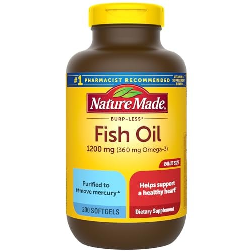 Nature Made Burp-Less Fish Oil 1200mg Omega-3 200 Softgels Deal