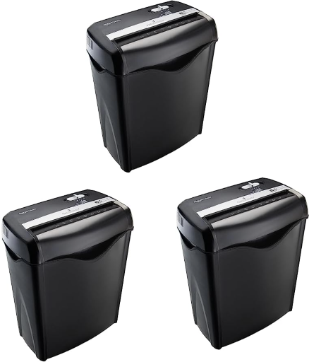 Amazon Basics 6-Sheet Cross-Cut Paper and Credit Card Shredder w/ 3.8 Gallon Bin 3-Pack Deal