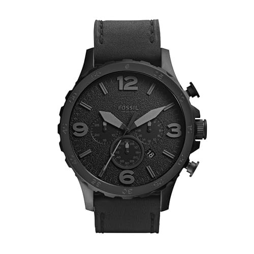 Fossil Nate Quartz Watch Stainless Steel and Leather Chronograph Deal