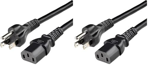 Amazon Basics PC Power Cord, 12 Feet, 2-Pack