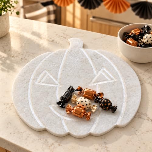 Marble Pumpkin Halloween Cheese Board