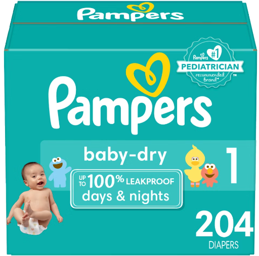 204 Count Pampers Baby Dry Diapers Size 1 Deal