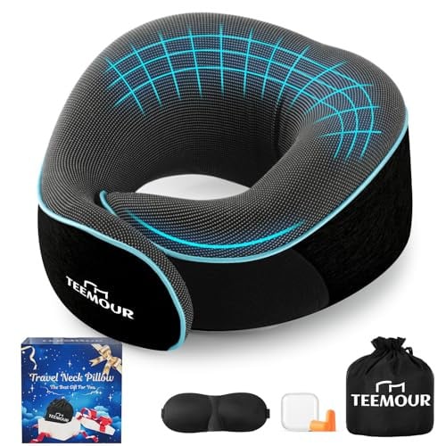 Memory Foam Travel Pillow With Eye Mask & Earplugs Deal