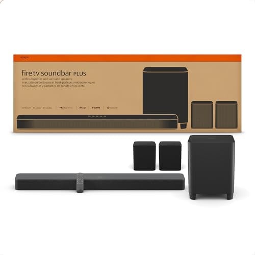 Amazon Fire TV Soundbar Plus with Subwoofer and Surround Sound Speakers 5.1 Channel