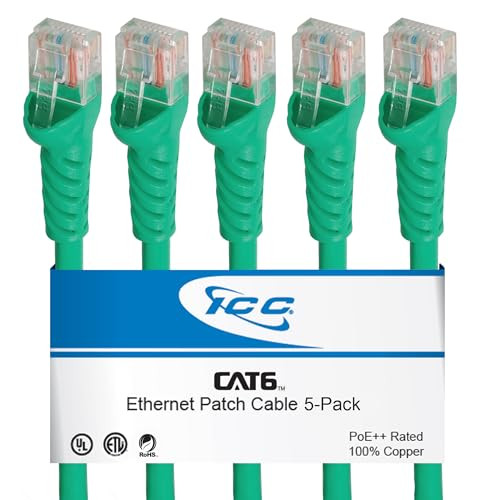 ICC CAT6 Ethernet Patch Cords 10 FT 5-Pack