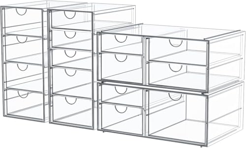 Acrylic 16-Drawer Storage & Makeup Organizer 4-Pack