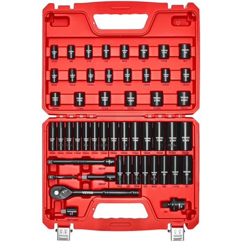 VEVOR 50-Piece 3/8" Drive Impact Socket Set (SAE, 5/16"-3/4" & Metric, 8-22mm) Deal