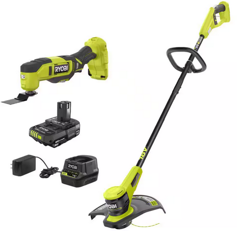 RYOBI ONE+ 18V 13 in. Cordless Battery String Trimmer and Oscillating Multi-Tool with 2.0 Ah Battery & Charger Deal