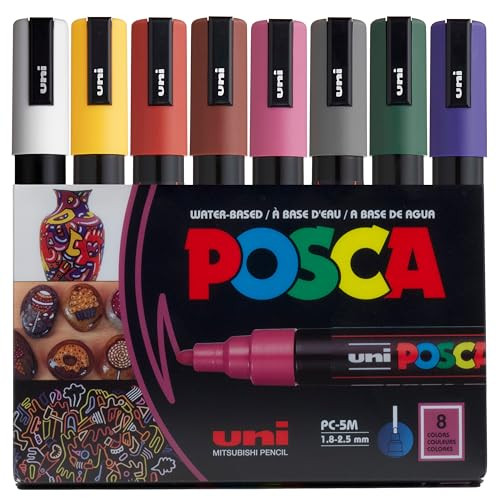 8-Count Posca 5M Medium Paint Markers (Dark Tones)
