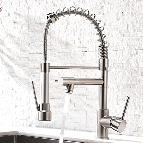 Contemporary Kitchen Sink Faucet with Pull Down Sprayer, Brushed Nickel