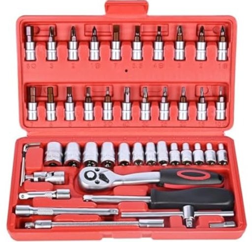 46 Pieces 1/4 inch Drive Socket Ratchet Wrench Set