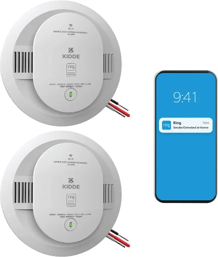 Kidde Smart Smoke and Carbon Monoxide Detector, Ring App Enabled, Hardwired, 2-pack Deal