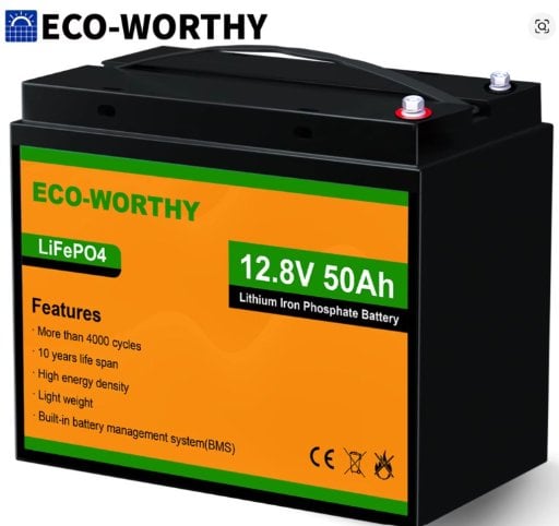 ECO-WORTHY 12.8V 50Ah 640Wh LiFePO4 Lithium Battery Deal