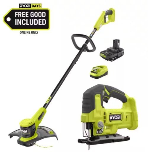 RYOBI ONE+ 18V 13 in. Cordless Battery String Trimmer with 2.0 Ah Battery and Charger