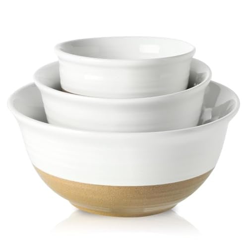 HASENSE 3-Piece Ceramic Mixing Bowl Set (2.1/1.0/0.5-Quart)