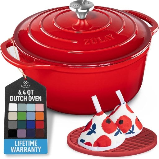 Zulay Kitchen 6.4QT Enameled Cast Iron Dutch Oven Pot with Lid Deal