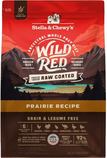 Stella & Chewy's Wild Red Raw Coated Kibble for Dogs Grain & Legume Free Ocean Recipe 21 Pound Bag Deal