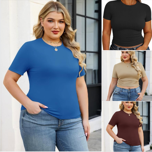 Plus Size Basic Crop Tops  Deal