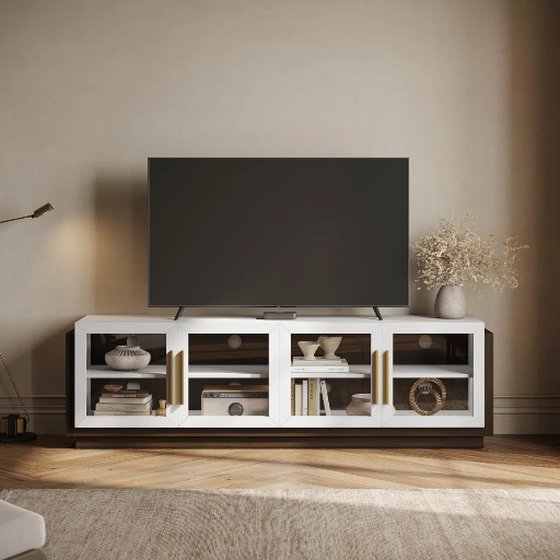 Wade Logan Asada 75" TV Stand Media Console (White/Brown) Deal