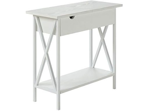23.75" Convenience Concepts Tucson Flip Top End Side Table w/ Charging Station (White)