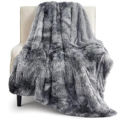 Bedsure GentleSoft Fluffy Fuzzy Faux Fur Throw Blanket for Couch