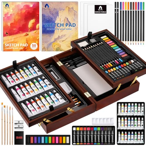 85-Piece VigorFun Deluxe Wooden Art Supplies Set
