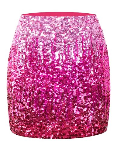 Women's Sequin Skirt Sparkle Stretchy Bodycon Mini Skirt