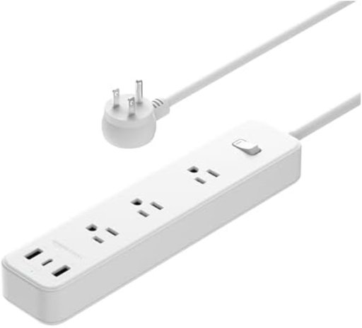 AmazonBasics 6-in-1 Power Strip Extension w/ 5' Cord (3x AC, 1x USB-C, 2x USB-A)
