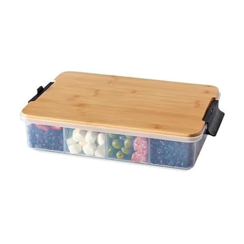Farberware Build Snacklebox Serving Tray with Locking Bamboo Cutting Board Lid Deal
