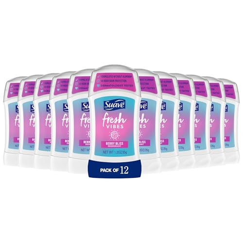 Suave Stick Berry Bliss Aluminum Free Deodorant 1.2 OZ (Pack of 12)
