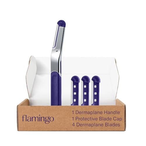 Flamingo Dermaplane Starter Set, 1 Handle, 4 Refillable Razors