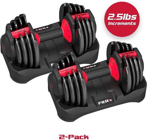 FitRx SmartBell 2-Pack 25lbs Quick-Select 9-in-1 Adjustable Dumbbell