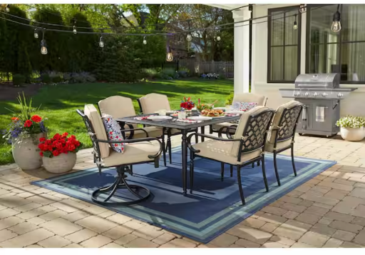 Hampton Bay Laurel Oaks 7-Piece Steel Outdoor Patio Dining Set Deal