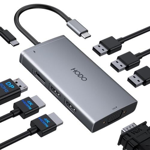 USB C Docking Station Dual Monitor Adapter for Dell HP, Quad Display 4K HDMI+DP+VGA, 3 USB2.0, 100W PD Deal