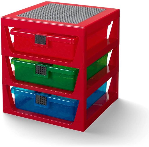 LEGO Storage Rack System w/ 3 Transparent Drawers & Integrated Baseplate