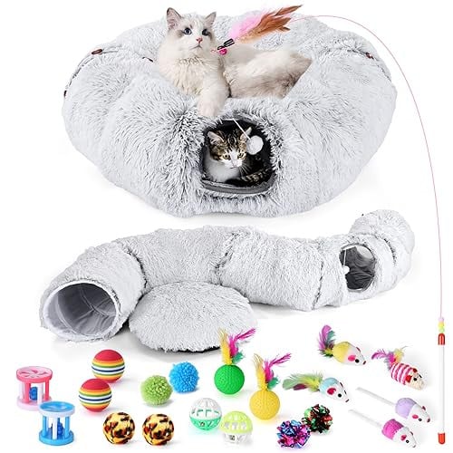 Cat Tunnel Bed with Cat Toys