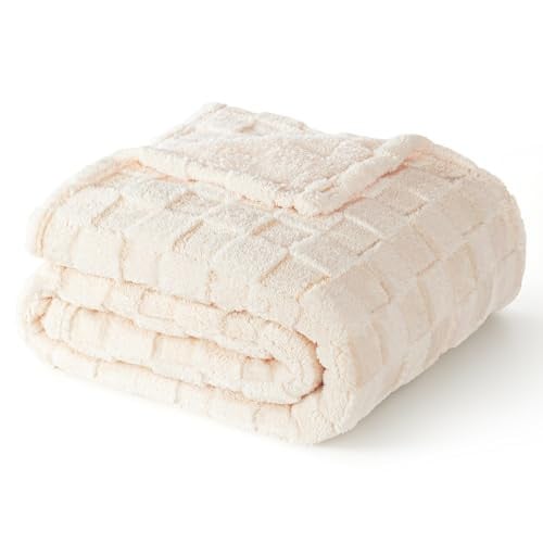 Exclusivo Mezcla Fleece Throw Blanket 60" x 50" (Ivory) Deal