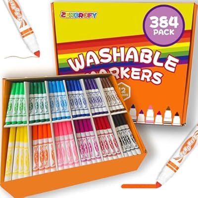 Washable Markers for Kids 384-Piece 12-Color Bulk Set