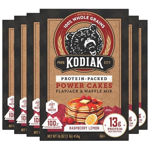 Kodiak Cakes Power Cakes High Protein Pancake & Waffle Mix (Raspberry Lemon) 6-Pack 16-Ounce Deal