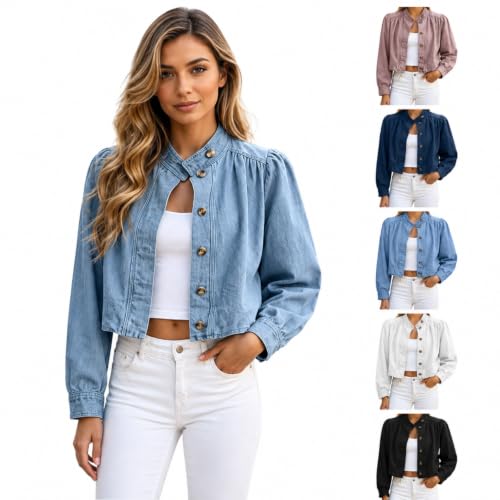 Women Puff Sleeve Cropped Jacket