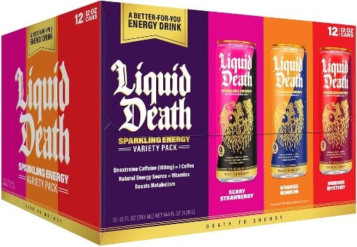 Liquid Death Sparkling Energy Variety Pack Zero Sugar Energy Drink 12-Pack Deal
