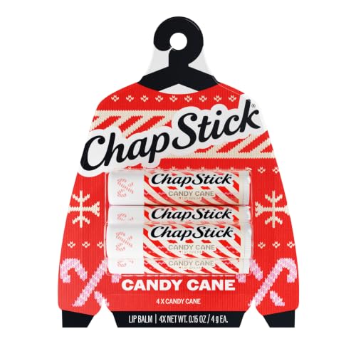 ChapStick Candy Cane Flavored Lip Balm Sticks, Holiday Gift Set, 4-Pack Deal