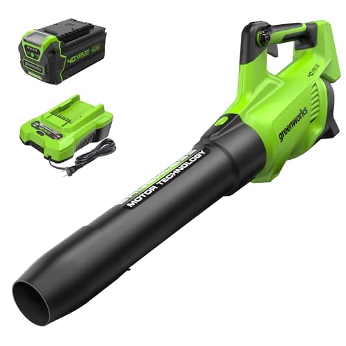 Greenworks 40V 550 CFM Electric Leaf Blower with 4.0 Ah Battery and Charger