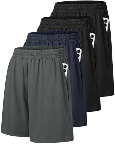 Barjneel 4 Pack Mens Gym Shorts with Pockets Deal