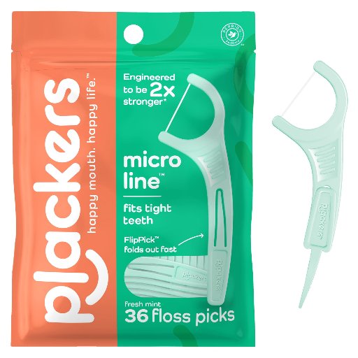 Plackers Micro Line Dental Tuffloss Fold-Out FlipPicks Fresh Mint 36 Count
