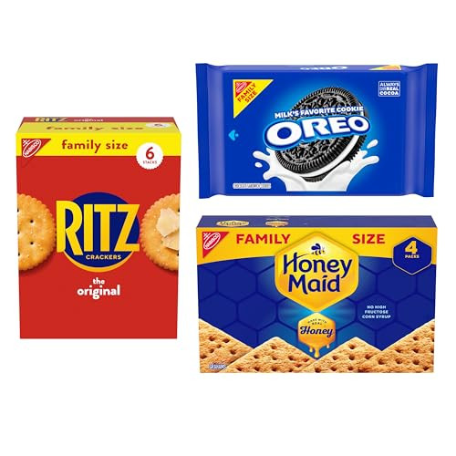 OREO Cookies, RITZ Crackers, Honey Maid Graham Crackers Variety Pack, Family Size, 3 Packs Deal