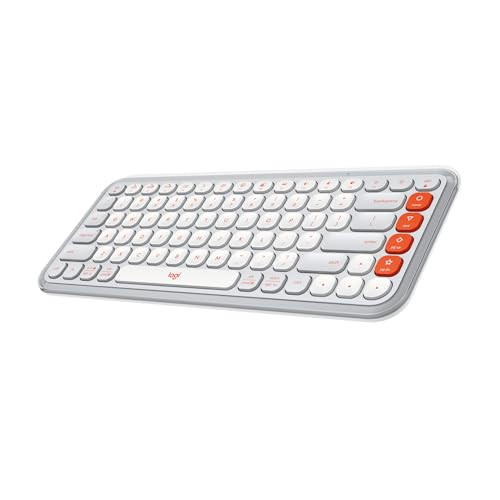 Logitech POP ICON Keys Wireless Bluetooth Keyboard (Off White / Orange)