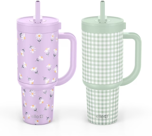 Ello Oasis 30oz Stainless Steel Tumbler with Handle, 100% Leakproof, 2-Pack Deal